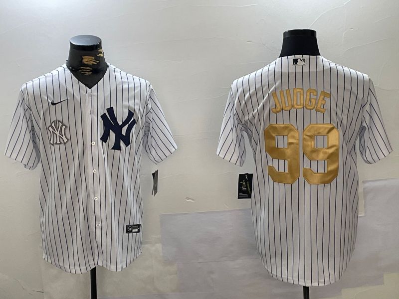 Men New York Yankees #99 Judge White Stripe Fashion Nike 2024 MLB Jersey style 16->new york yankees->MLB Jersey